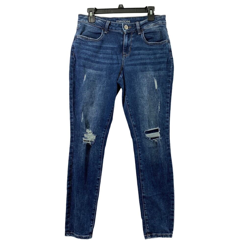Maurices Jeans Womens Medium Reg 29"‎ W Distress Destroyed Skinny Stretch Denim